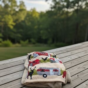 Cozy Blanket with Camper and Deer Design Pocket (EUC)